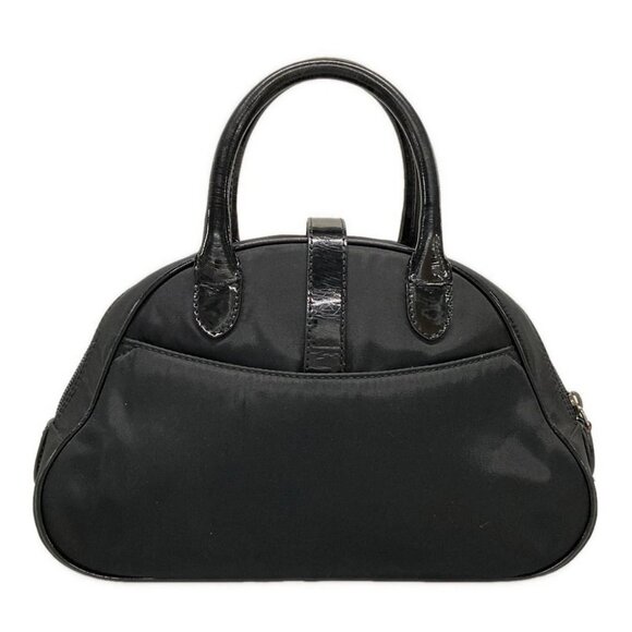 Auth DIOR/ChristianDior Double Saddle Black Nylon Patent Leather Handbag - Picture 3 of 16